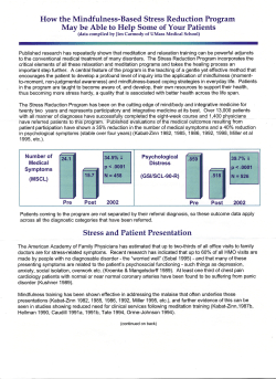 How the Mindfulness-Based Skess Reduction Program May be Able