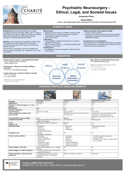 Psychiatric Neurosurgery &ndash; Ethical, Legal, and Societal Issues