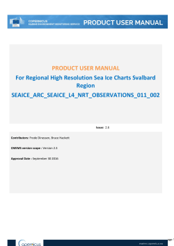 PRODUCT USER MANUAL For Regional High Resolution Sea Ice