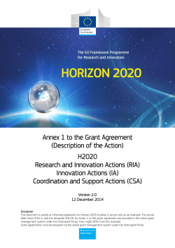 Annex 1 to the Grant Agreement (Description of the Action) H2020