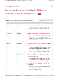 Exact Synergy Enterprise - Product Update 258