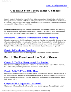 Sanders, James A. - God Has A Story Too