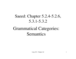 Grammatical Categories: Semantics