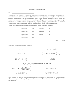 Chem 130 &ndash; Second Exam