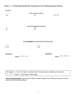 Day 3 - 1.5 Solving Quadratic Equations by Finding Square Roots
