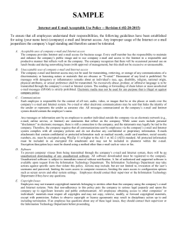 Internet and E-mail Acceptable Use Policy