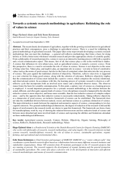 Towards a systemic research methodology in agriculture: Rethinking