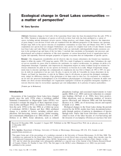 Ecological change in Great Lakes communities &mdash; a matter of