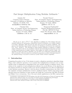 Fast Integer Multiplication Using Modular Arithmetic