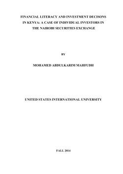FINANCIAL LITERACY AND INVESTMENT DECISONS IN KENYA