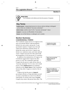 Civics Workbook Legislative Branch Section 3