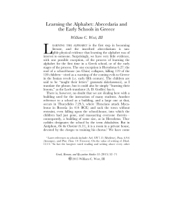 Learning the Alphabet: Abecedaria and the Early Schools in Greece