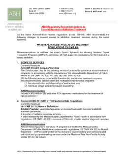 ABH Regulatory Recommendations to Expand Access to Addiction