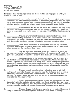 Humanities Author`s Purpose WS #3 2 pts. per correct answer 80