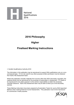 2016 Philosophy Higher Finalised Marking Instructions