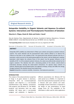 Ketoprofen Solubility in Organic Solvents and Aqueous Co