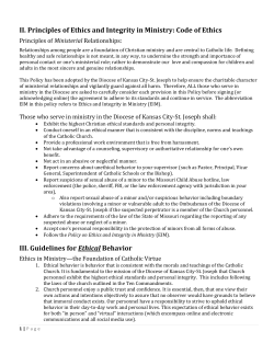 II. Principles of Ethics and Integrity in Ministry