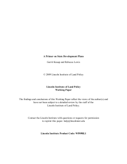 A Primer on State Development Plans Gerrit Knaap