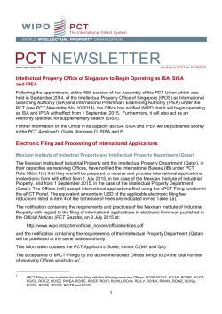 PCT NEWSLETTER No. 07-08/2015 (July-August 2015)