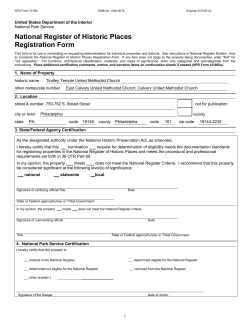 NPS Form 10 900 OMB No. 1024 0018