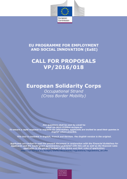 (EaSI) CALL FOR PROPOSALS VP/2016/018 European Solidarity