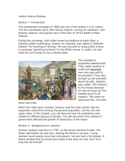 Andrew Jackson Reading Section 1: Introduction The presidential