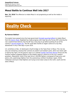 Mosul Battle to Continue Well into 2017