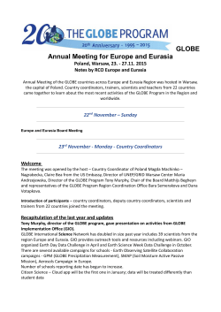 GLOBE Annual Meeting for Europe and Eurasia - GLOBE