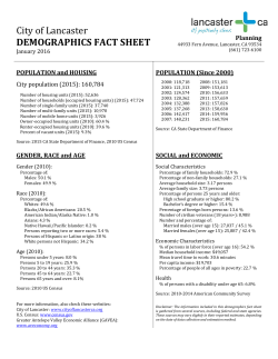 City of Lancaster DEMOGRAPHICS FACT SHEET