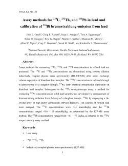 Assay methods for 238U, 232Th, and 210Pb in lead and calibration