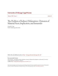 The Problem of Indirect Defamation: Omission of Material Facts