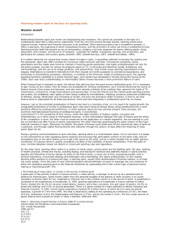 Financing modern sport in the face of a sporting ethic Wladimir Andreff