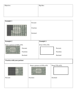 Objective Big Idea Example 1 Percent Fraction Decimal Example 2
