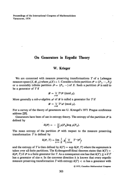On Generators in Ergodic Theory W. Krieger