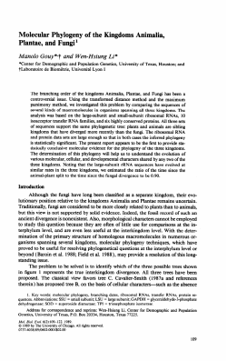 Molecular Phylogeny of the Kingdoms Animalia, Plantae, and Fungi `