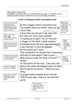 A) Act 2 Scene 1, lines 33 &ndash; 61 &ndash; a soliloquy is a speech