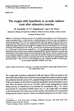 The oxygen debt hypothesis in juvenile rainbow trout