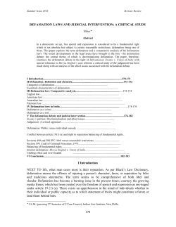 DEFAMATION LAWS AND JUDICIAL INTERVENTION