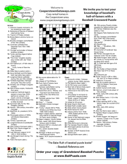 Baseball Hall-Of-Famer Crossword Puzzle