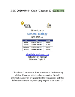 BSC 2010 0M04 Quiz (Chapter 13) ​Solutions