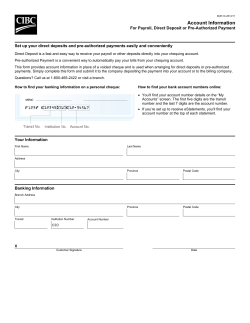 For Payroll, Direct Deposit or Pre
