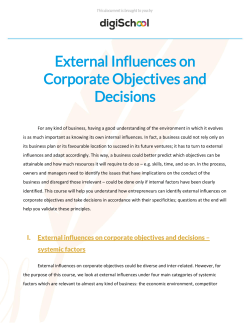 External Influences on Corporate Objectives and