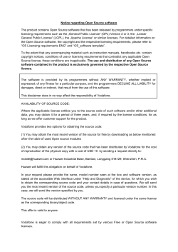 Notice regarding Open Source software The product