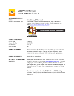 Cedar Valley College MATH 2414 &ndash; Calculus II