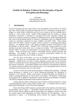 Turkish /h/ Deletion: Evidence for the Interplay of