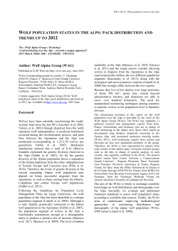 wolf population status in the alps: pack distribution and trends up to