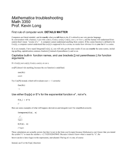 Mathematica troubleshooting Math 3350 Prof. Kevin Long