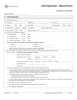 Client Application &ndash; Natural Person