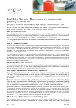 Food Safety Standards - Thermometers and using them with