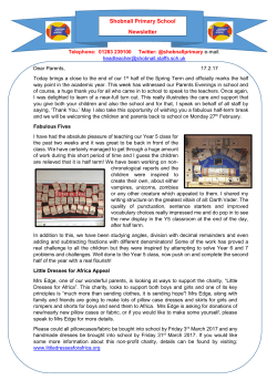 February 17th - Shobnall Primary School